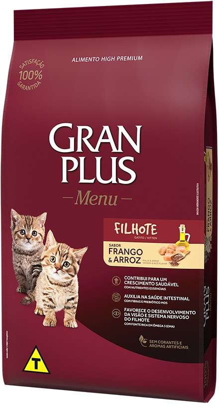Ração GranPlus Menu Frango e Arroz para Gatos Filhotes - 10,1Kg