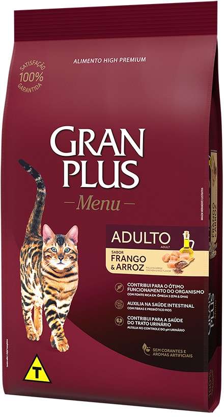 Ração Gran Plus Frango e Arroz para Gatos Adultos - 10,1Kg