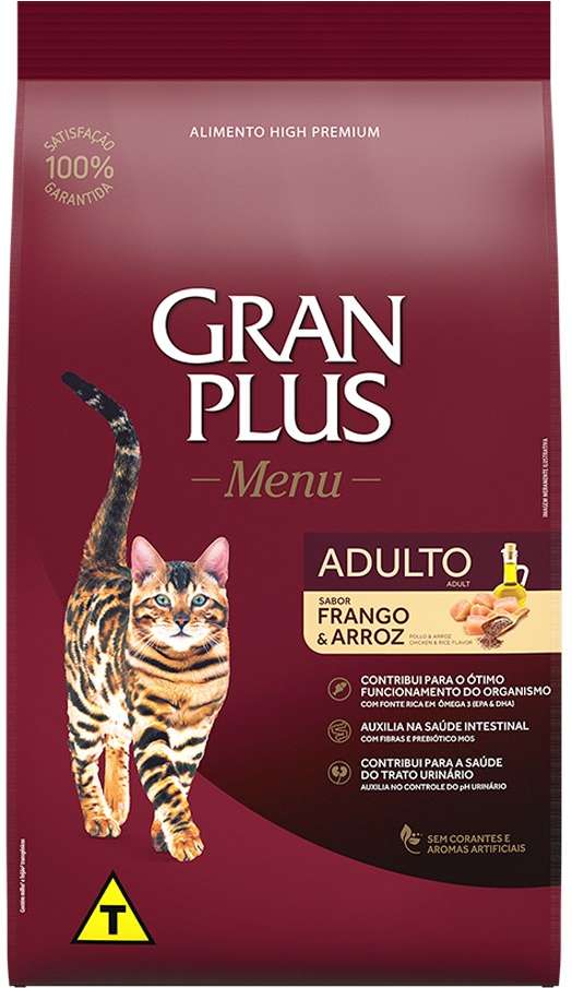 Ração Gran Plus Frango e Arroz para Gatos Adultos - 10,1Kg