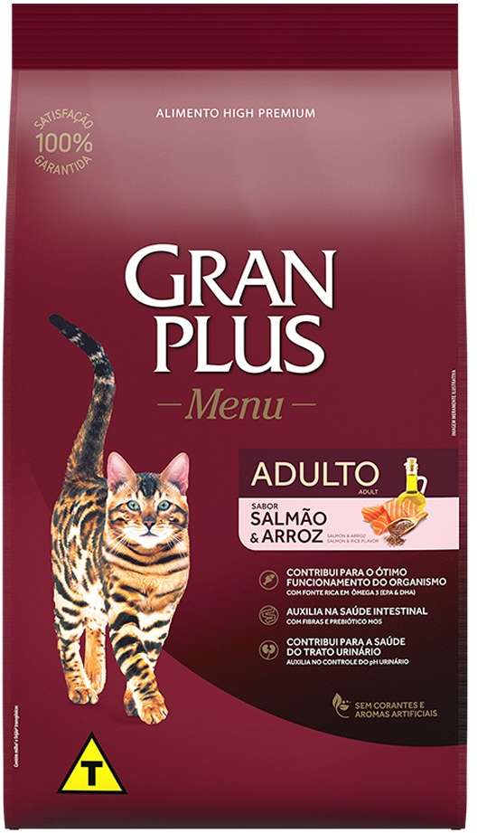 Ração GranPlus Salmão e Arroz para Gatos Adultos - 10,1Kg