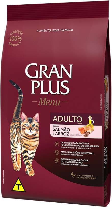 Ração GranPlus Salmão e Arroz para Gatos Adultos - 10,1Kg