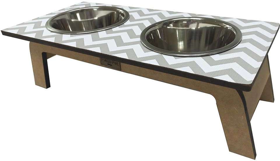 Comedouro Bahamas Geo Cinza para Cães e Gatos - Tam. G