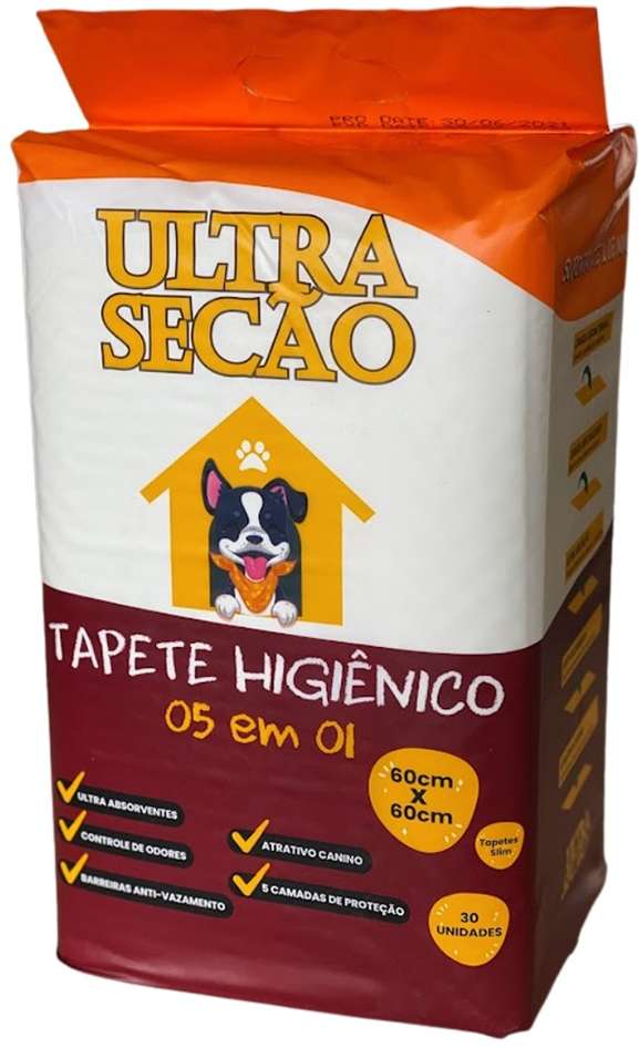 Tapete Higiênico Ultra Secão 05 em 01 60x60 para Cães - 30 Unidades