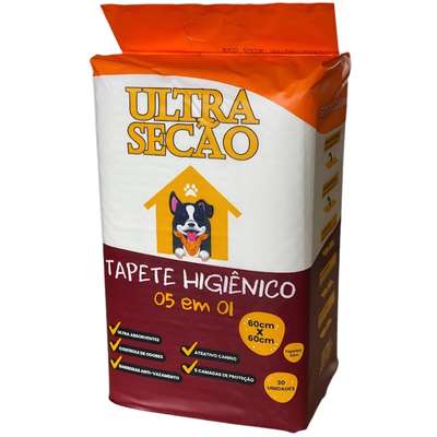 Tapete Higiênico Ultra Secão 05 em 01 60x60 para Cães