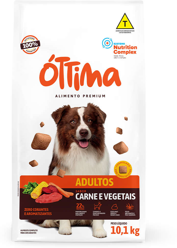 Ração Seca Óttima Carne e Vegetais para Cães Adultos - 10,1Kg