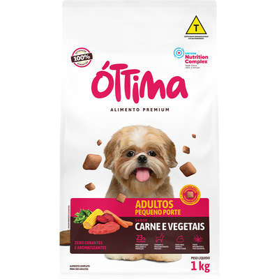 Ração Seca Óttima Carne e Vegetais para Cães de Porte Pequeno