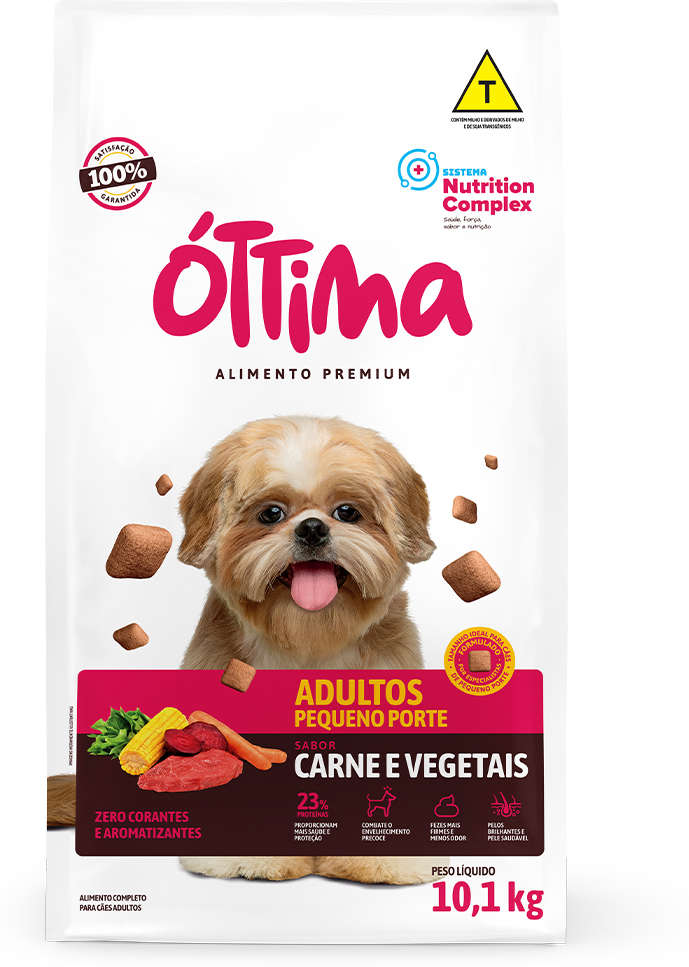 Ração Seca Óttima Carne e Vegetais para Cães de Porte Pequeno - 10,1Kg