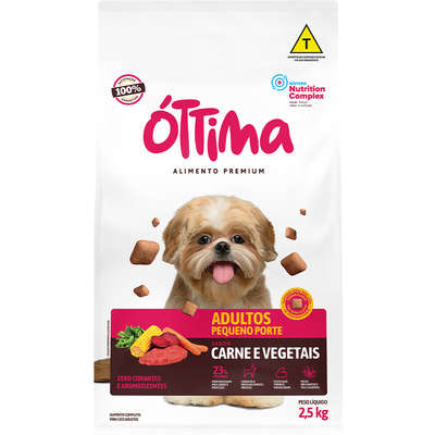 Ração Seca Óttima Carne e Vegetais para Cães de Porte Pequeno