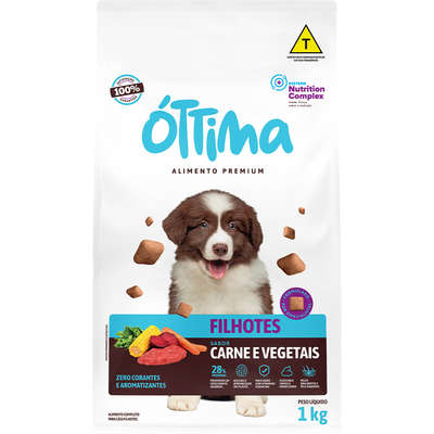 Ração Seca Óttima Carne e Vegetais para Cães Filhotes