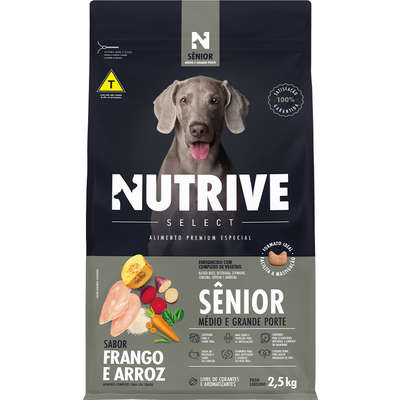 Ração Seca Nutrive Select Frango e Arroz para Cães Sênior Porte Médio e Grande