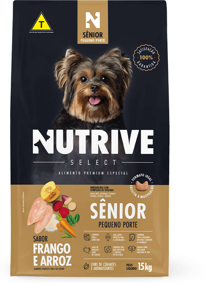 Ração Seca Nutrive Select Frango e Arroz para Cães Sênior Porte Pequeno - 15Kg