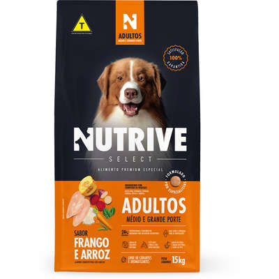 Ração Seca Nutrive Select Frango e Arroz para Cães Adultos Porte Médio e Grande