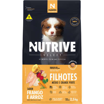 Ração Seca Nutrive Select Frango e Arroz para Cães Filhotes Porte Médio e Grande