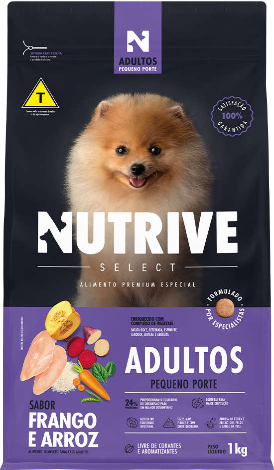 Ração Seca Nutrive Select Frango e Arroz para Cães Adultos Porte Pequeno - 1Kg