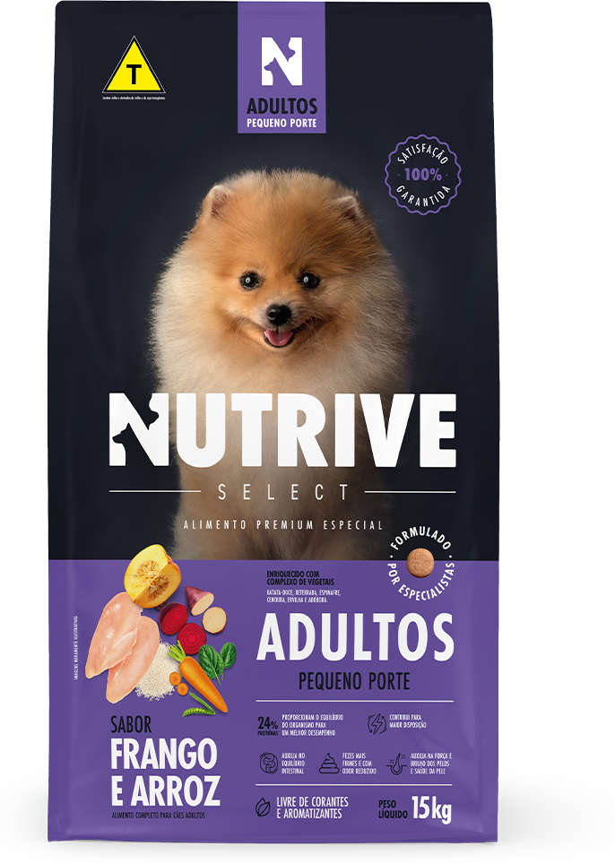 Ração Seca Nutrive Select Frango e Arroz para Cães Adultos Porte Pequeno - 15Kg