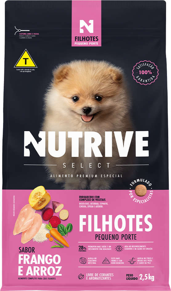 Ração Seca Nutrive Select Frango e Arroz para Cães Filhotes Porte Pequeno - 2,5Kg