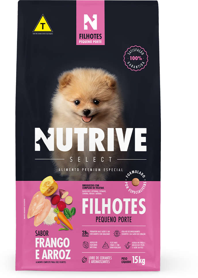 Ração Seca Nutrive Select Frango e Arroz para Cães Filhotes Porte Pequeno - 15Kg