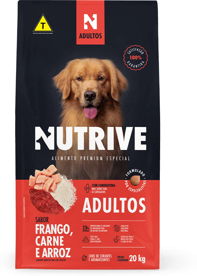 Ração Seca Nutrive Frango, Carne e Arroz para Cães Adultos - 20Kg