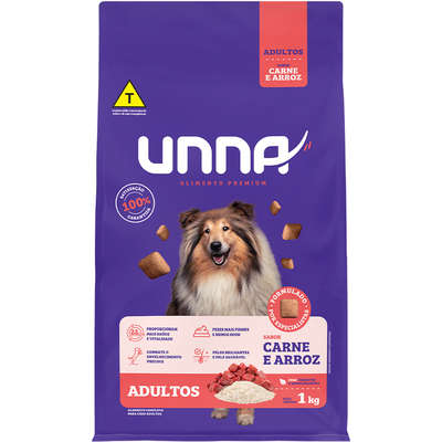 Ração Seca Unna Carne e Arroz para Cães Adultos