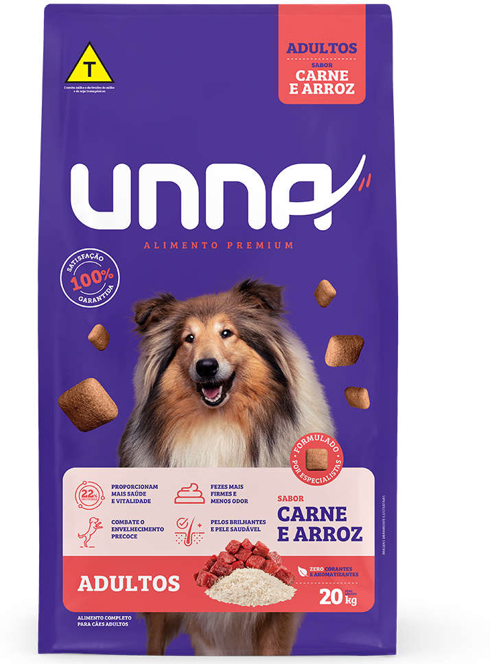 Ração Seca Unna Carne e Arroz para Cães Adultos - 20Kg