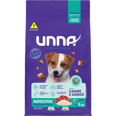 Ração Seca Unna Carne e Arroz para Cães Adultos Porte Pequeno