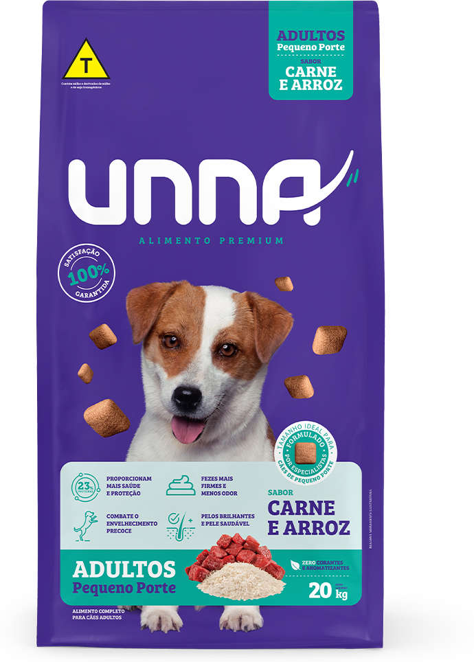 Ração Seca Unna Carne e Arroz para Cães Adultos Porte Pequeno - 20Kg