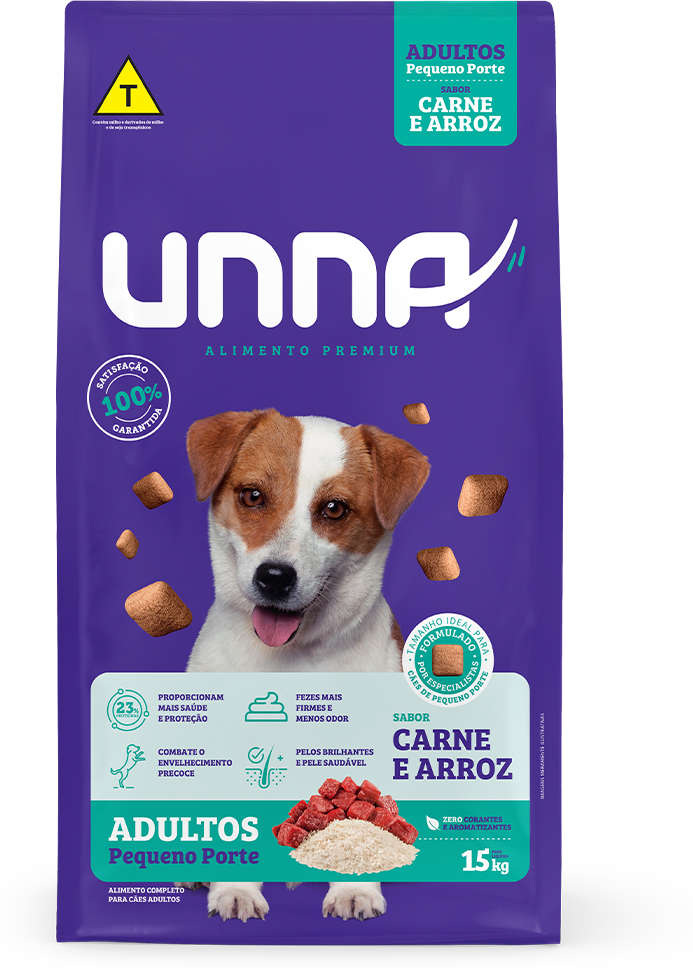 Ração Seca Unna Carne e Arroz para Cães Adultos Porte Pequeno - 15Kg