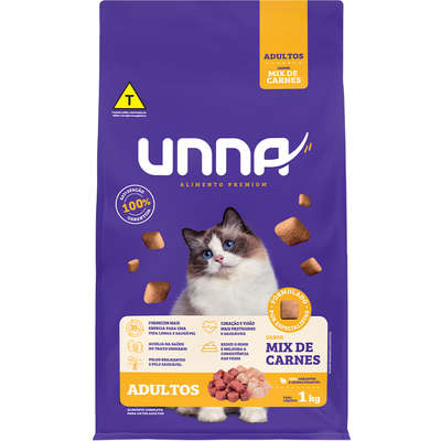 Ração Seca Unna Mix de Carnes para Gatos Adultos