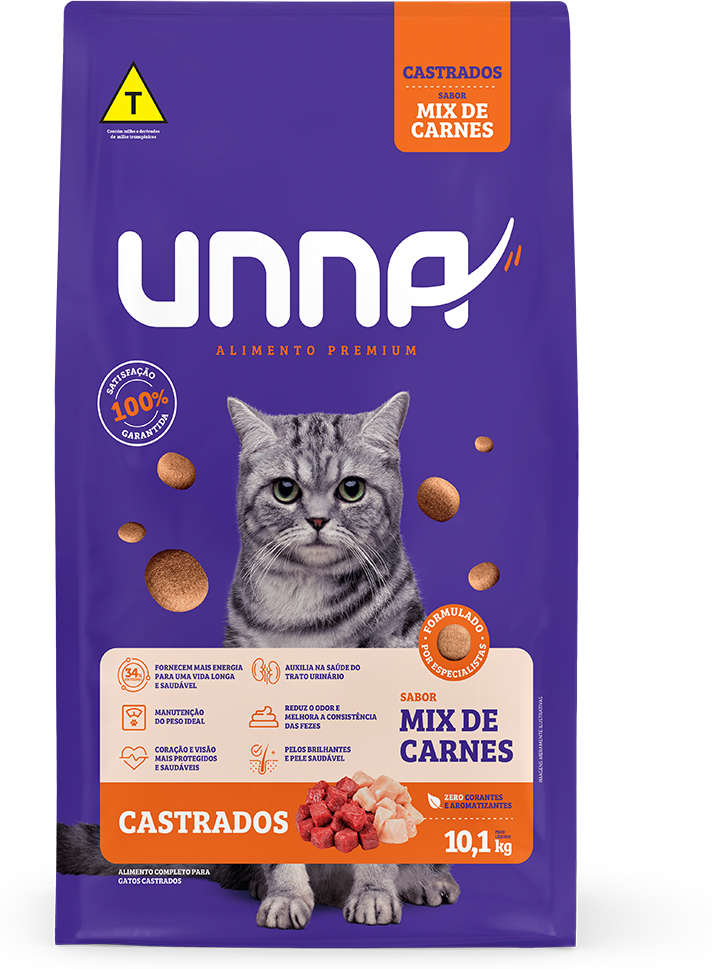 Ração Seca Unna Mix de Carnes para Gatos Castrados - 10,1Kg