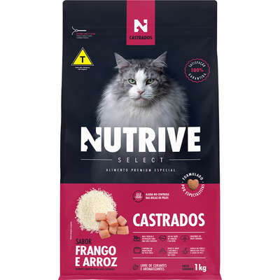 Ração Seca Nutrive Select Frango e Arroz para Gatos Castrados