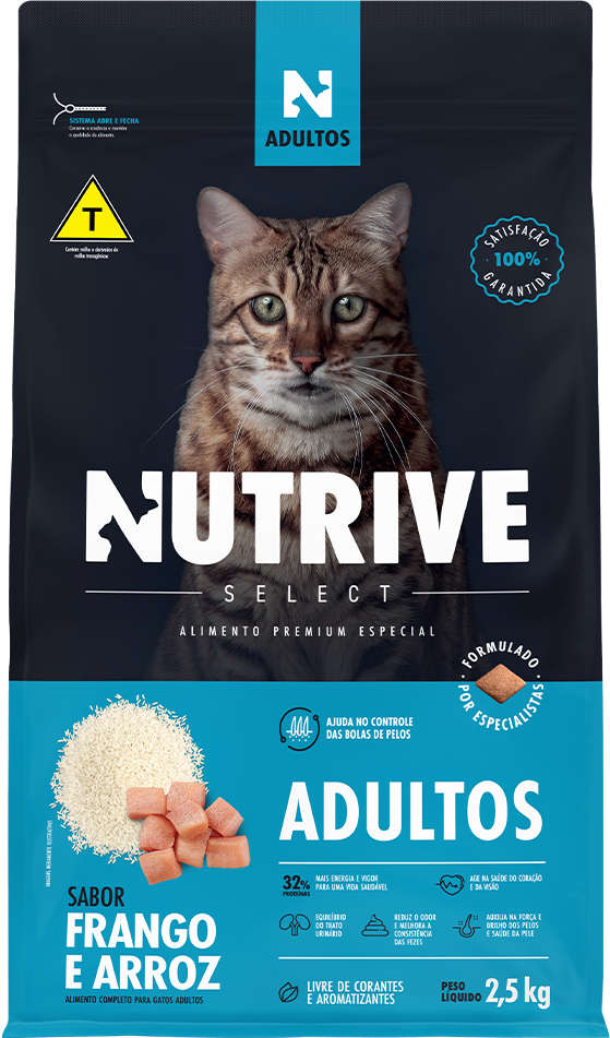Ração Seca Nutrive Select Frango e Arroz Gatos Adultos - 2,5Kg