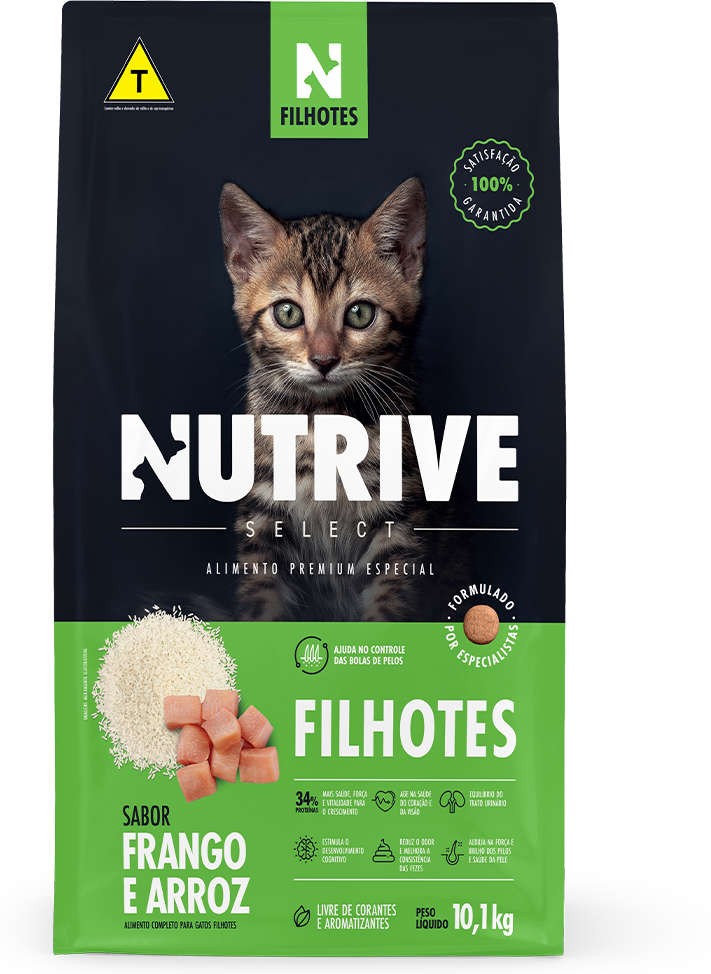 Ração Seca Nutrive Select Frango e Arroz Gatos Filhotes - 10,1Kg