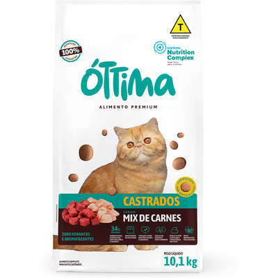 Ração Seca Óttima Mix de Carnes para Gatos Castrados