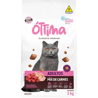 Ração Seca Óttima Mix de Carnes para Gatos Adultos