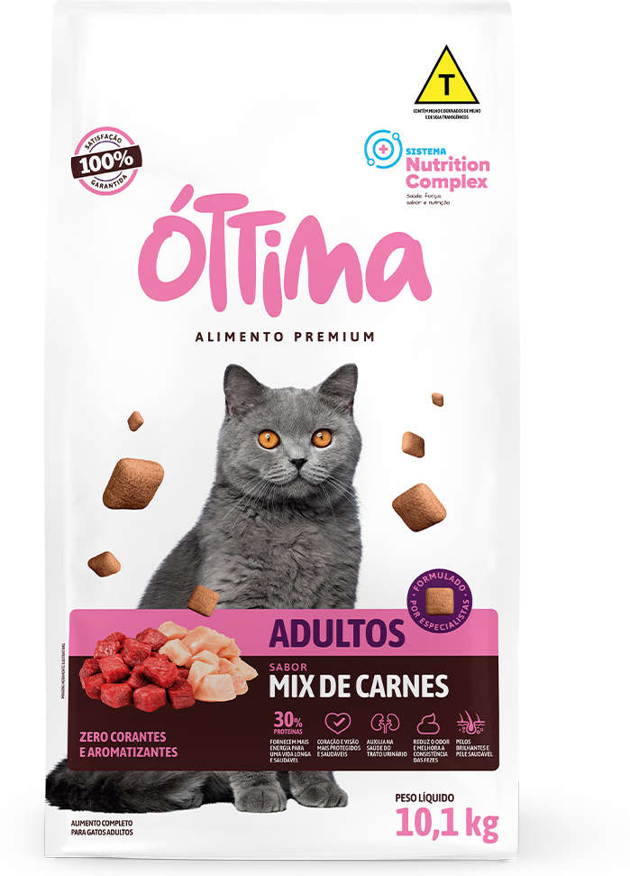 Ração Seca Óttima Mix de Carnes para Gatos Adultos - 10,1Kg
