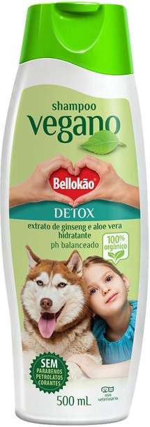 Shampoo Bellokão Vegano Detox Extrato de Ginseng e Aloe Vera - 500 mL