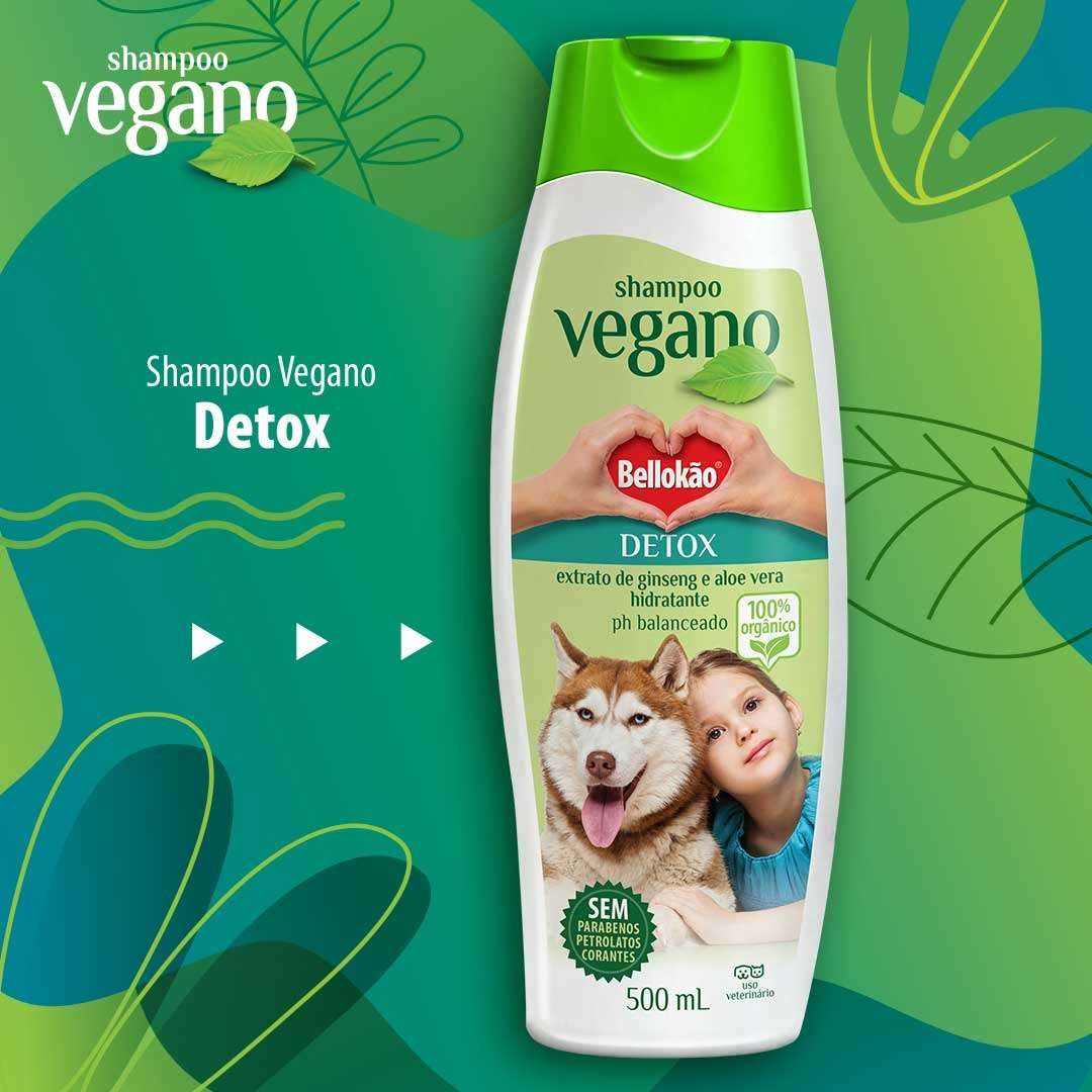 Shampoo Bellokão Vegano Detox Extrato de Ginseng e Aloe Vera - 500 mL