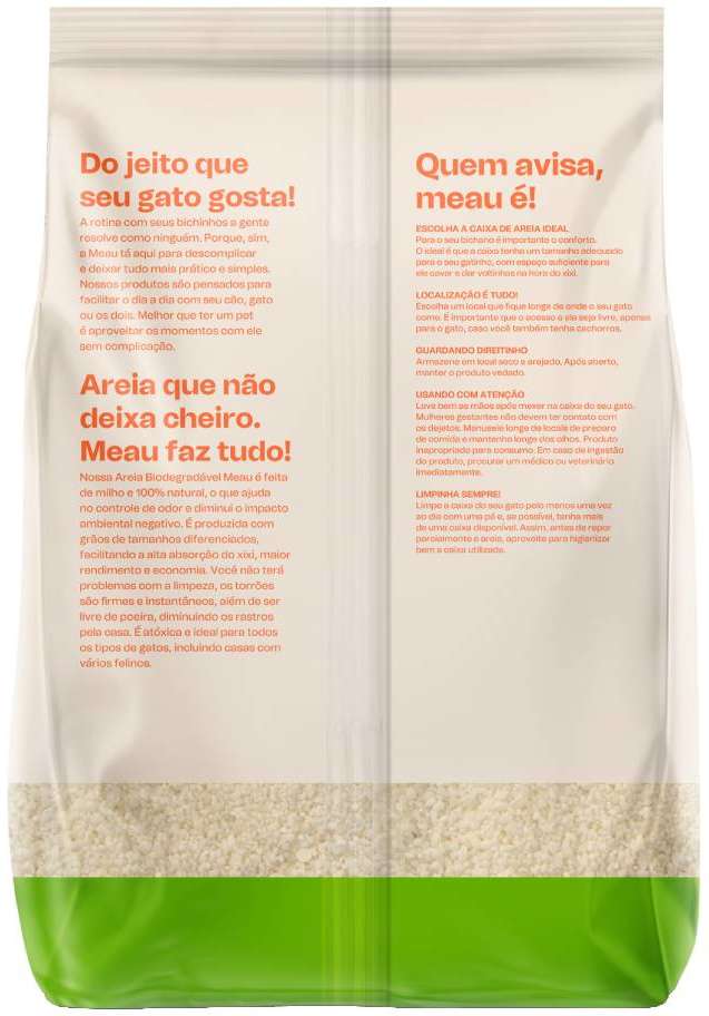 Areia Higiênica Meau Biodegradável Grãos Médios para Gatos - 4Kg