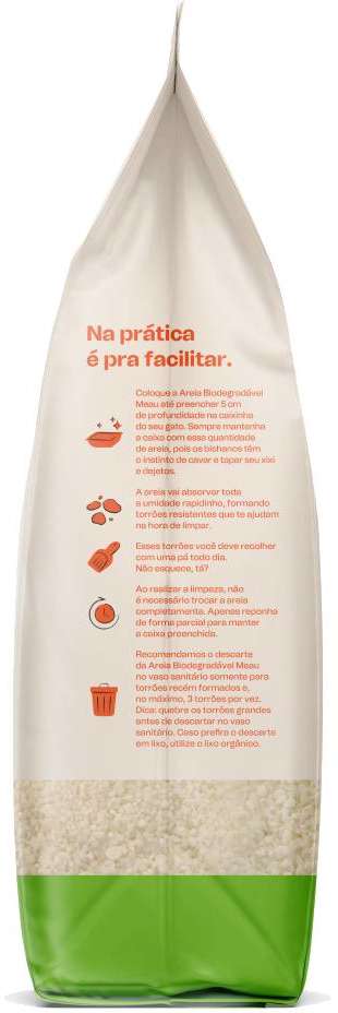 Areia Higiênica Meau Biodegradável Grãos Médios para Gatos - 4Kg