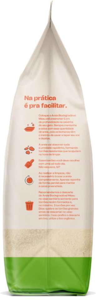 Areia Higiênica Meau Biodegradável Grãos Finos para Gatos - 4Kg