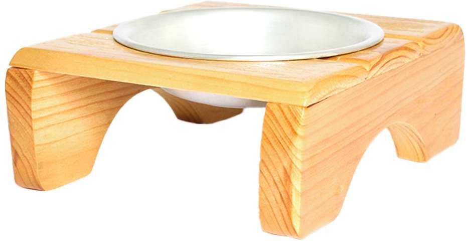 Comedouro Madeira com Bowl em Inox Modelo 1 - Tam. P