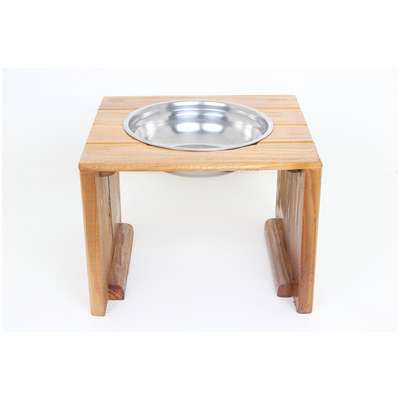 Comedouro Madeira com Bowl em Inox Modelo 1