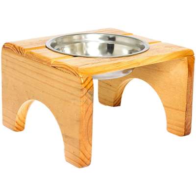 Comedouro Madeira com Bowl em Inox Modelo 1