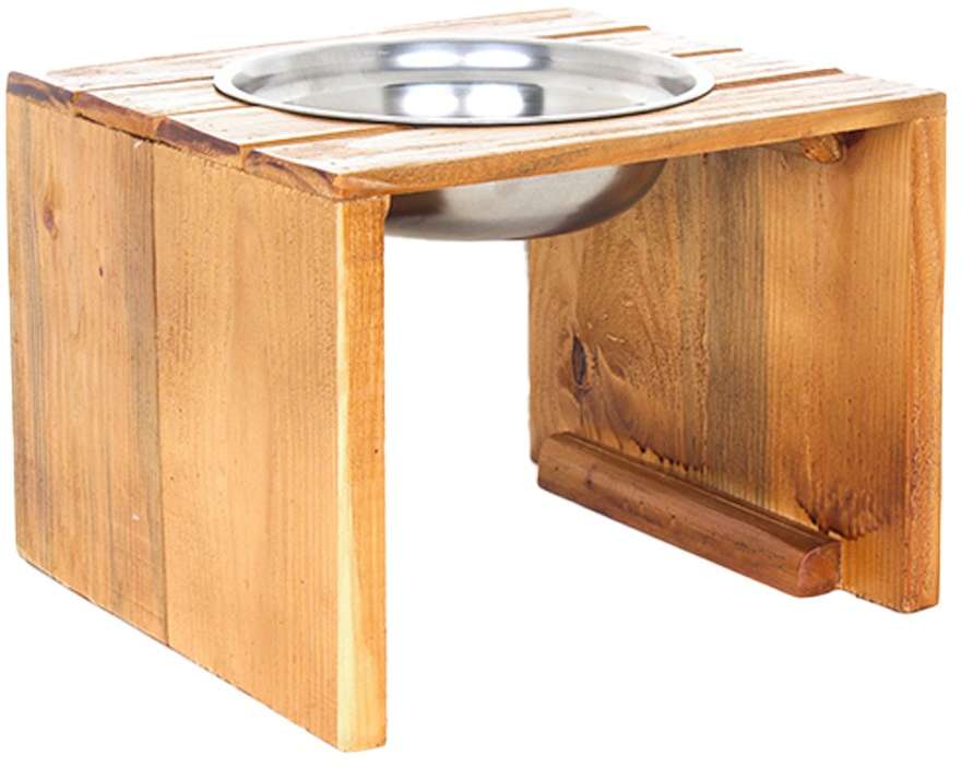 Comedouro Madeira com Bowl em Inox Modelo 1 - Tam. G