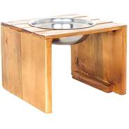 Comedouro Madeira com Bowl em Inox Modelo 1 - Tam. G