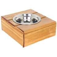 Comedouro Madeira com Bowl em Inox Modelo 2 - Tam. P