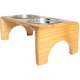 Comedouro Duplo Madeira com Bowl em Inox Modelo 1
