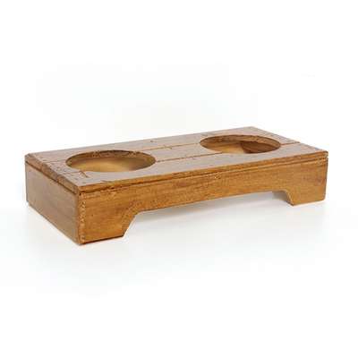Comedouro Duplo Madeira com Bowl em Inox Modelo 2