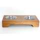 Comedouro Duplo Madeira com Bowl em Inox Modelo 2