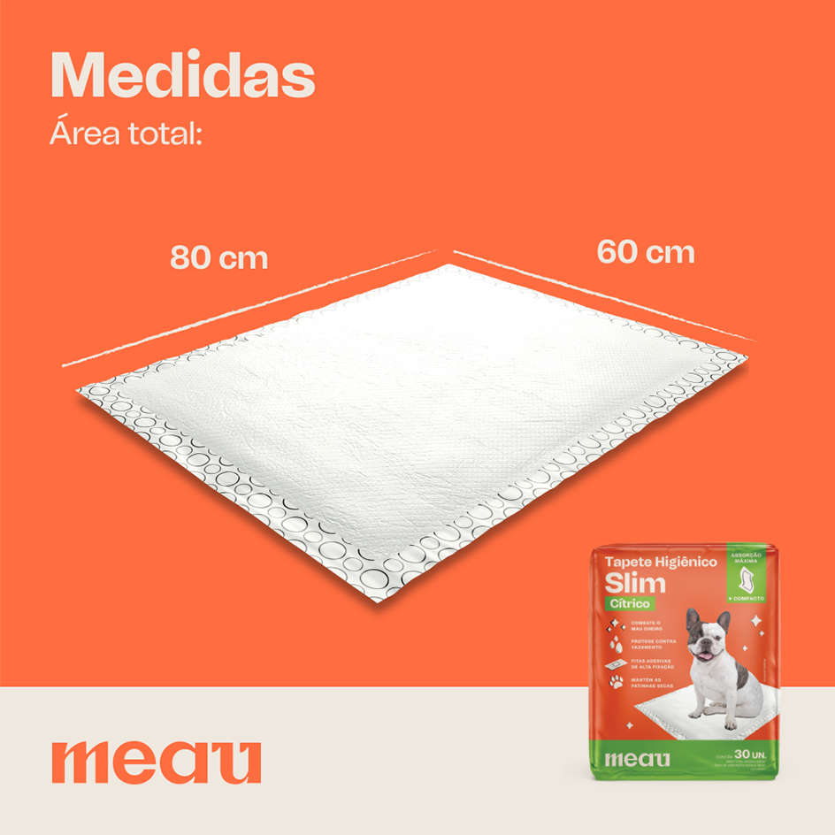 Tapete Higiênico Meau Cheirinho Cítrico Slim para Cães - 30 Unidades